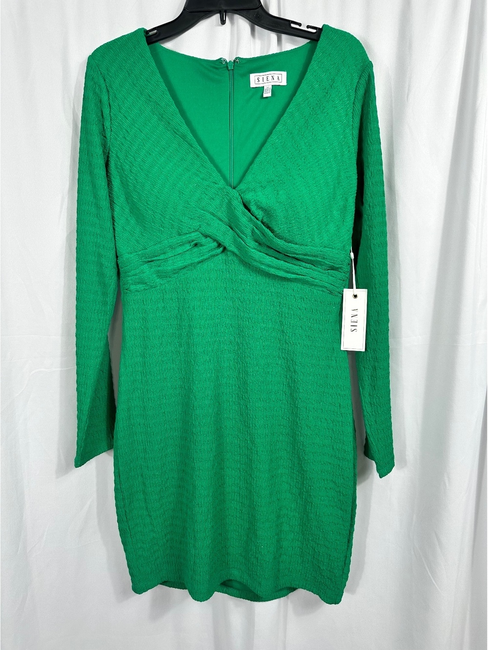 SIENA Green Textured Long Sleeve Dress Size 12